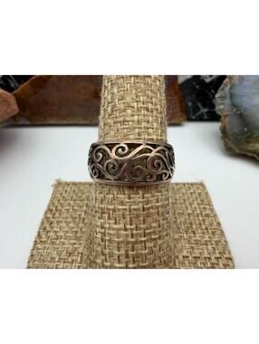 Vintage Sterling Silver Scroll Filigree Band Ring